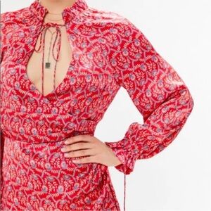 Elegant Red and White Patterned Dress